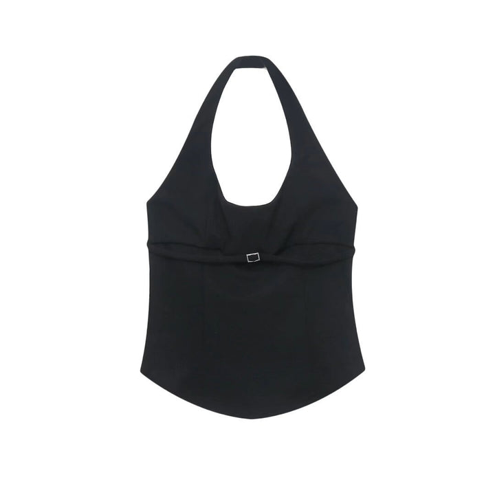 Dame elegant halterneck top med raffineret knude-detalje Skovae