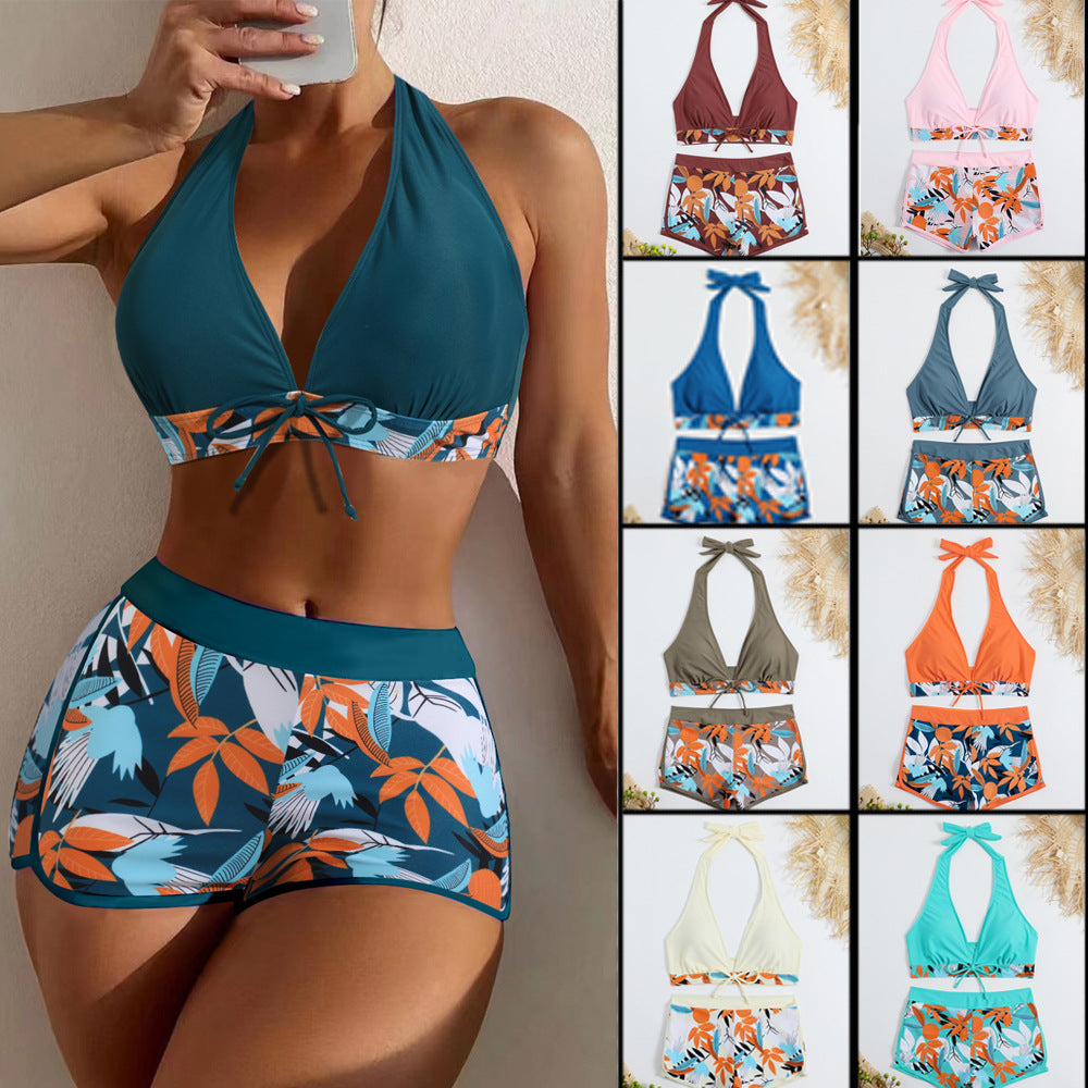Dame Sporty bikini sæt med raffineret knude detalje og blomster mønster Stilla
