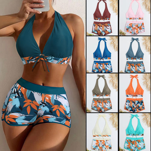Dame Sportsligt Bikini-Sæt med justerbart Haltertop og Shorts Skovae