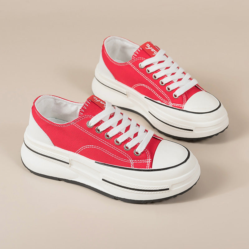 Dame sneakers med høj plateau og åndbart canvas Stilla
