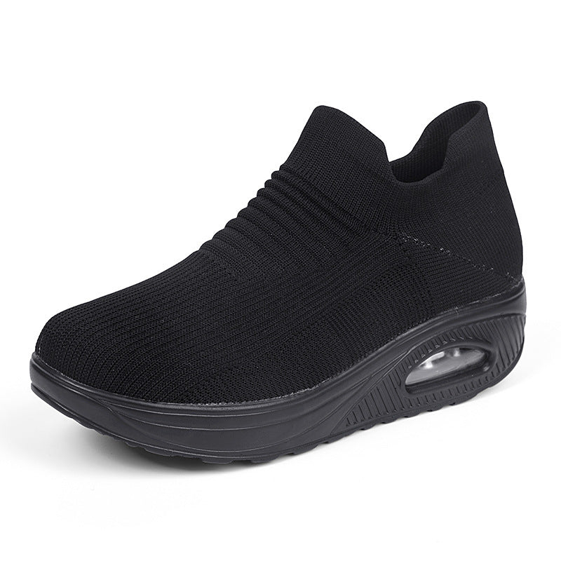 Dame nan strikket slip-on walking sneakers med anatomisk pronationsstøtte, luftpolstret mellemsål og sok-lignende skafte Skovae