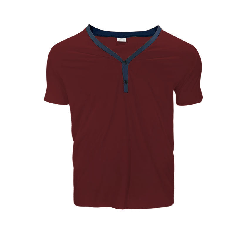 Herrer Korte ærmer Henley T-Shirt med stilfuld krave og to knapper Stilla
