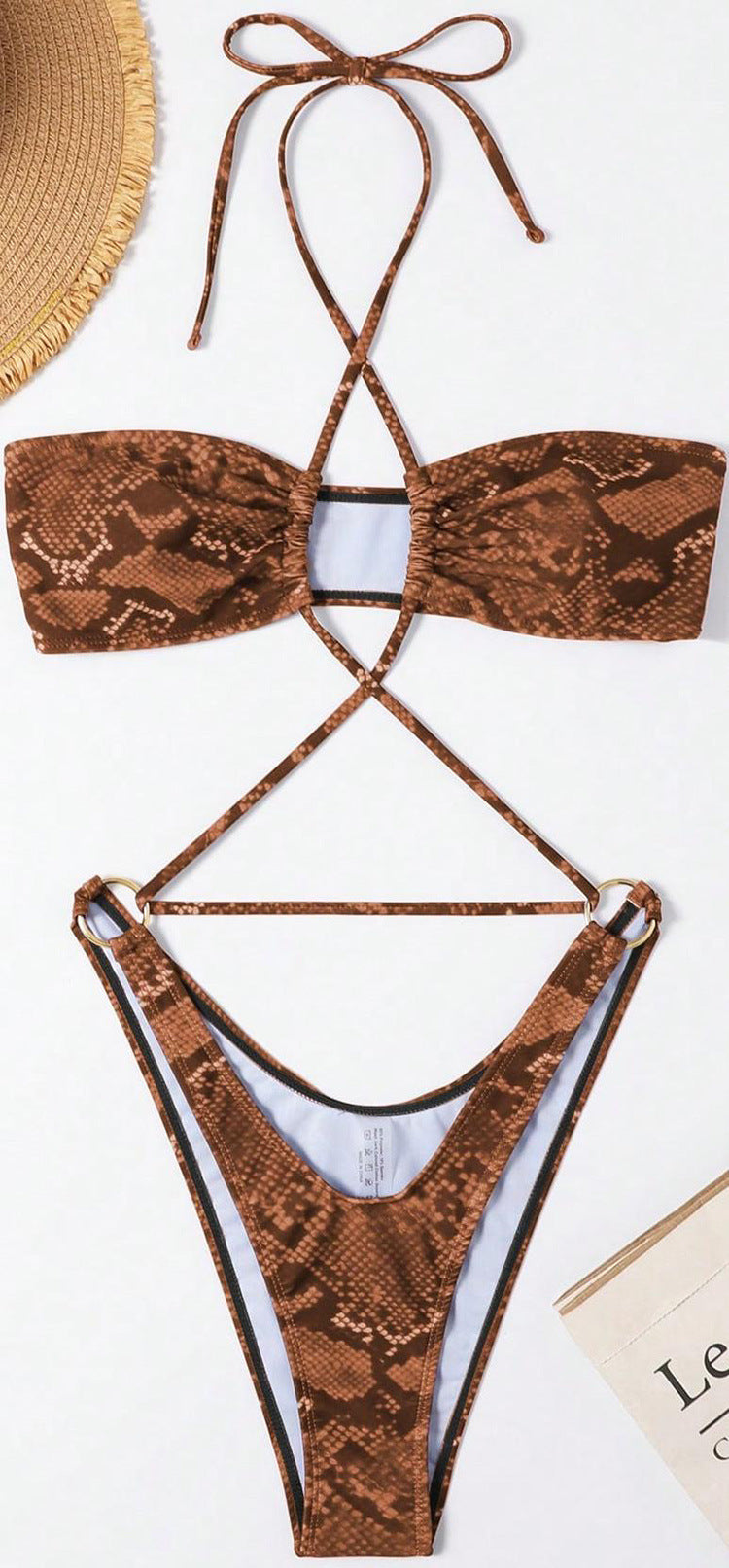 Dame triangel-bikini med raffineret krydsdesign Skovae