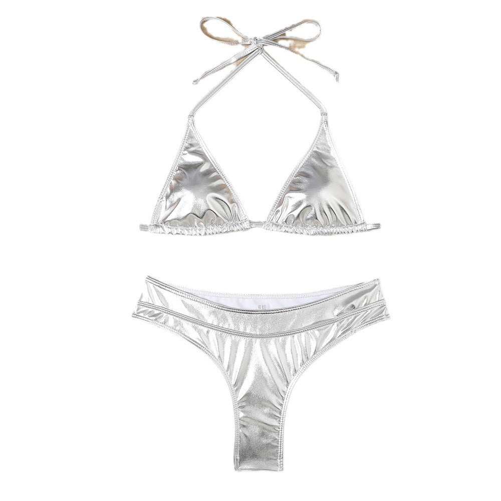 Dame Triangel-Bikini-Sæt med spændende glimmer-effekt og justerbare stropper Stilla