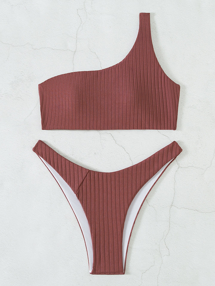 Dame Ribbet Asymmetrisk Bikini Sæt Stilla