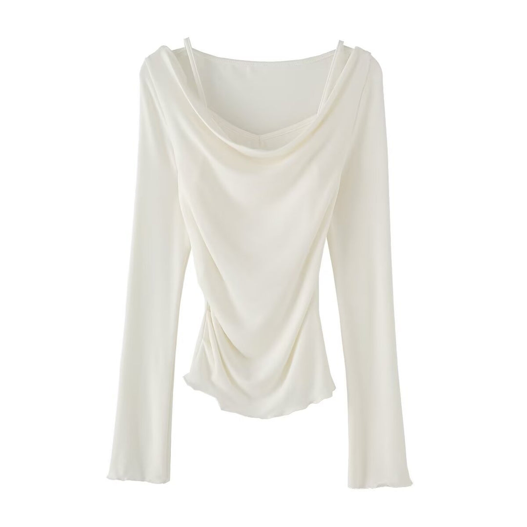 Dame elegant, afslappet top med draperet design Stilla