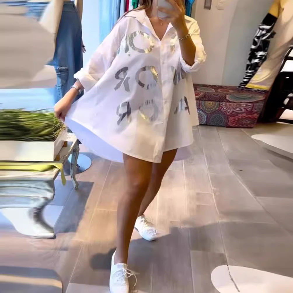 Dame Oversized Skjorte med reflekterende detaljer Stilla