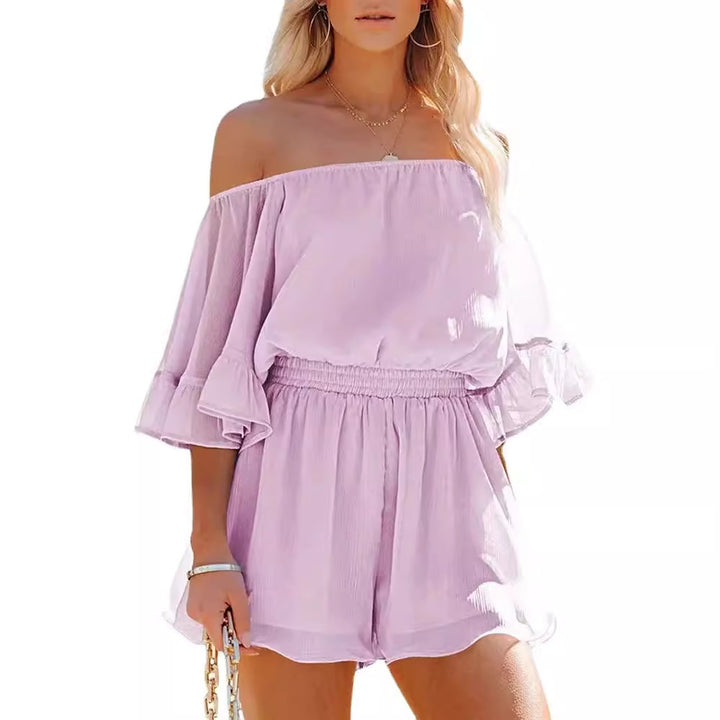 Kvinder Off-Shoulder Kort Overall med Voluminøse ærmer Stilla