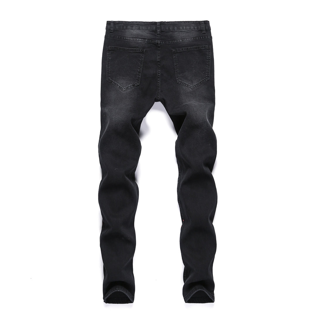 Herrer jeans i used-look med kreative farvesprøjt Stilla