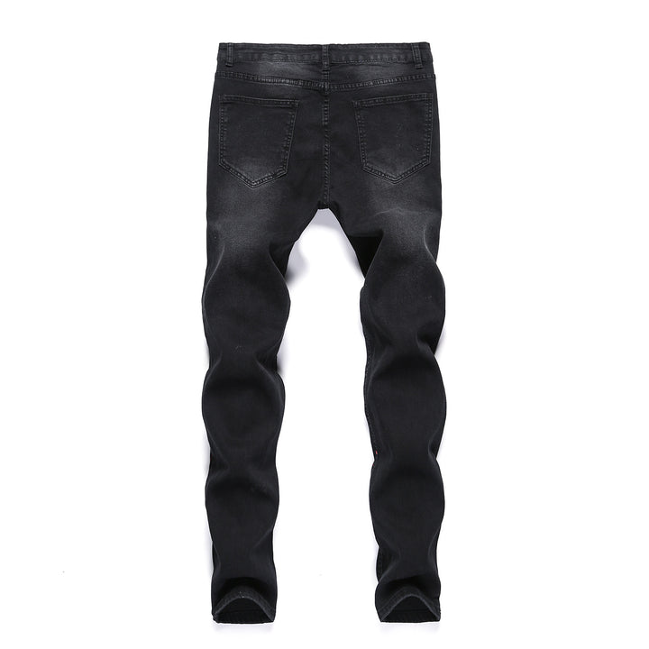 Herrer jeans i used-look med kreative farvesprøjt Stilla