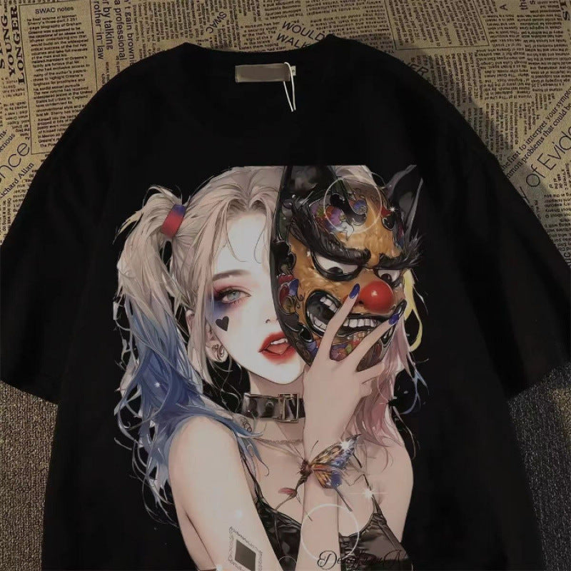 Dame T-shirt med unikt kunstnerisk tryk og afslappet skæring Stilla