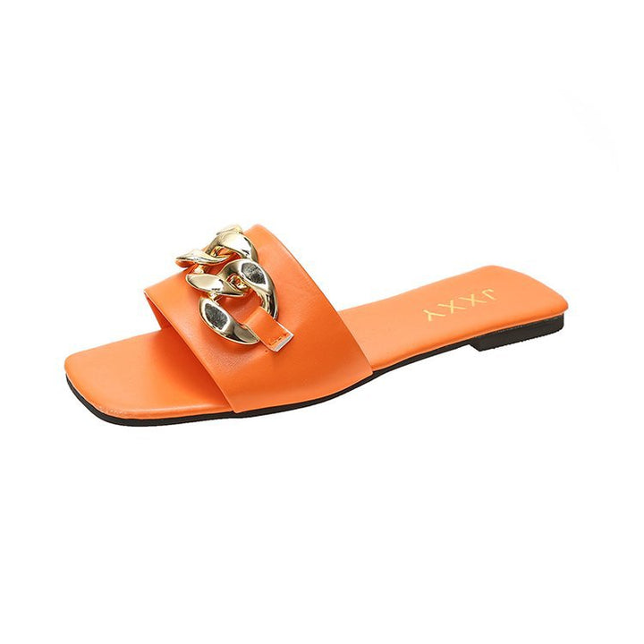 Dame Slide-sandaler med dekorativ kæde-design og komfortabelt fodbede Stilla