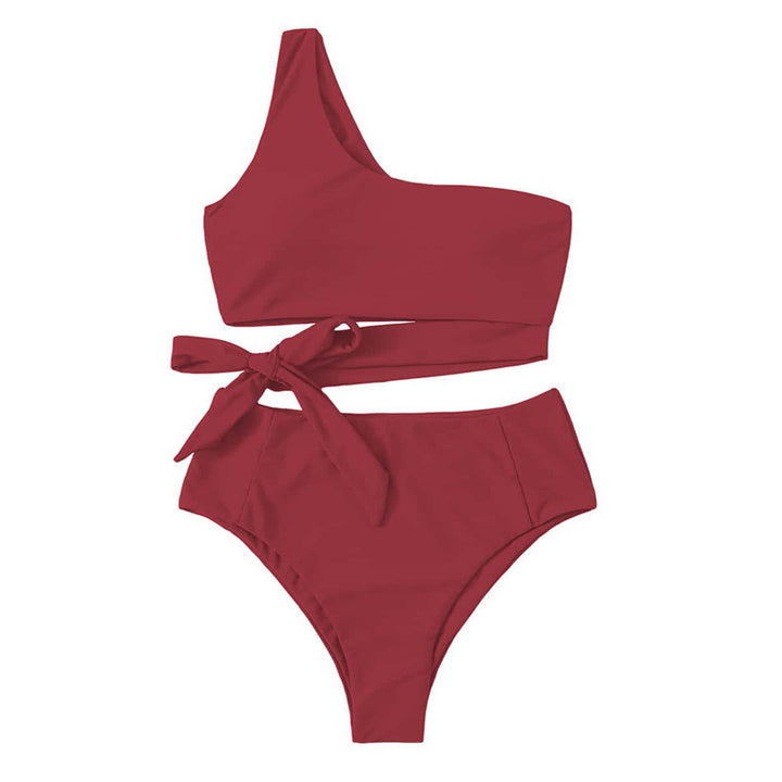 Dame Enkelt Bikini med høj talje og elegant knude Skovae