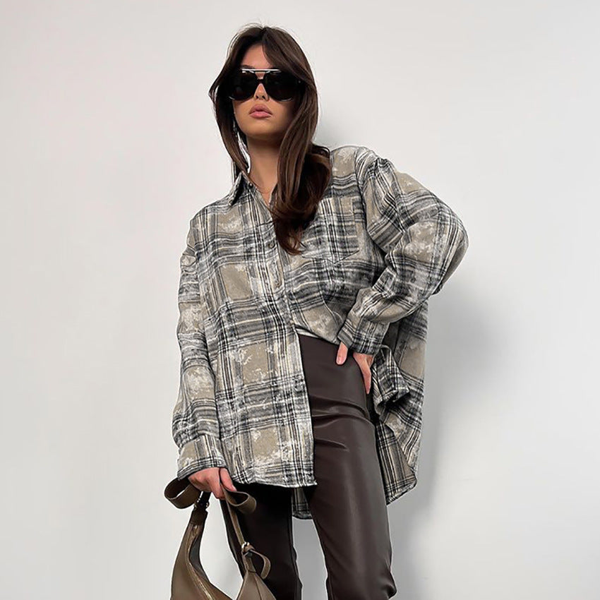 Dameternetternet flannel skjorte bluse Stilla