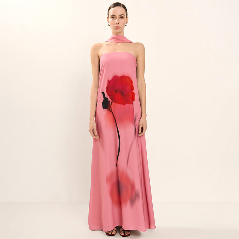 Femme Elegante Blomsterdesign Maxikjole Stilla