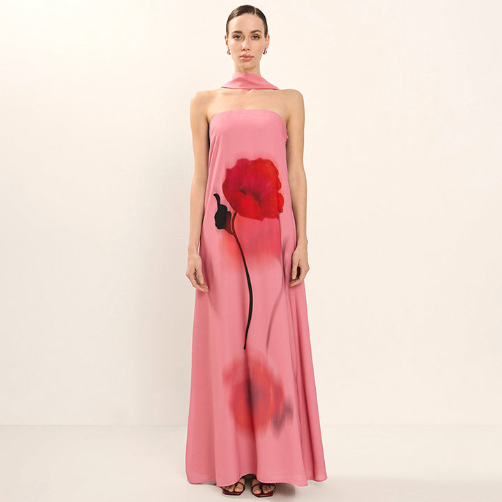 Femme Elegante Blomsterdesign Maxikjole Stilla