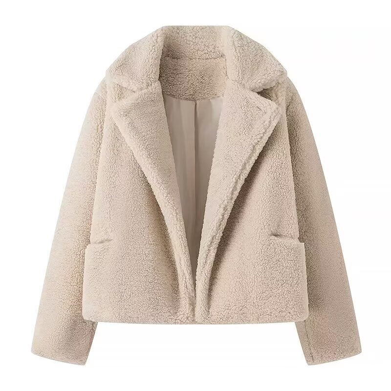 Damer Cozy Fleece Jakke med Elegante Klapper og Praktiske Lommer Stilla