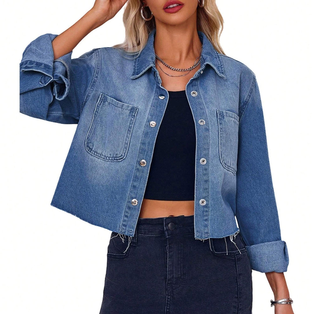 Dame Trendy Kort Jeansjakke Stilla