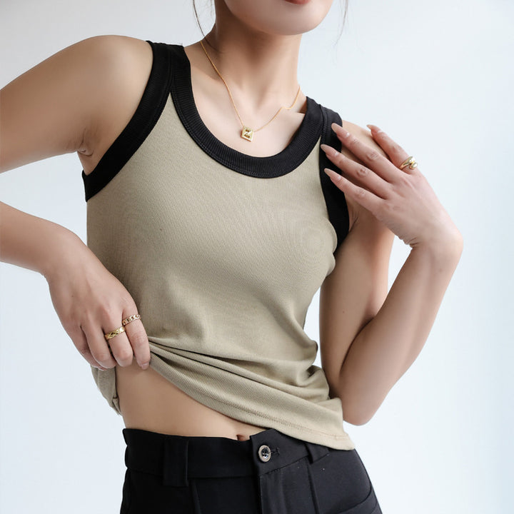 Damer Sporty tanktop med kontrasterende syninger og åndbart materiale Stilla