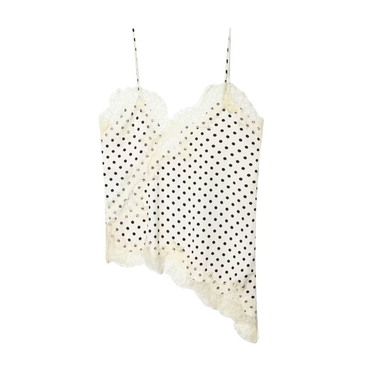 Dame-spids-camisole med asymmetrisk snit og elegante prikker Skovae