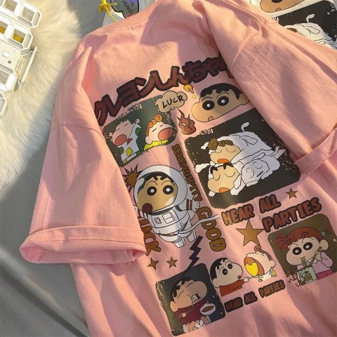 Dame T-shirt med kreativt comic-motiv og afslappet snit Stilla