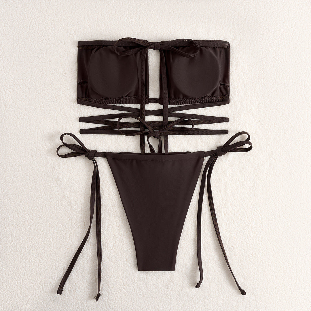 Dame Triangel-Bikini med moderne sløjfe-design og sexet cut-out Stilla