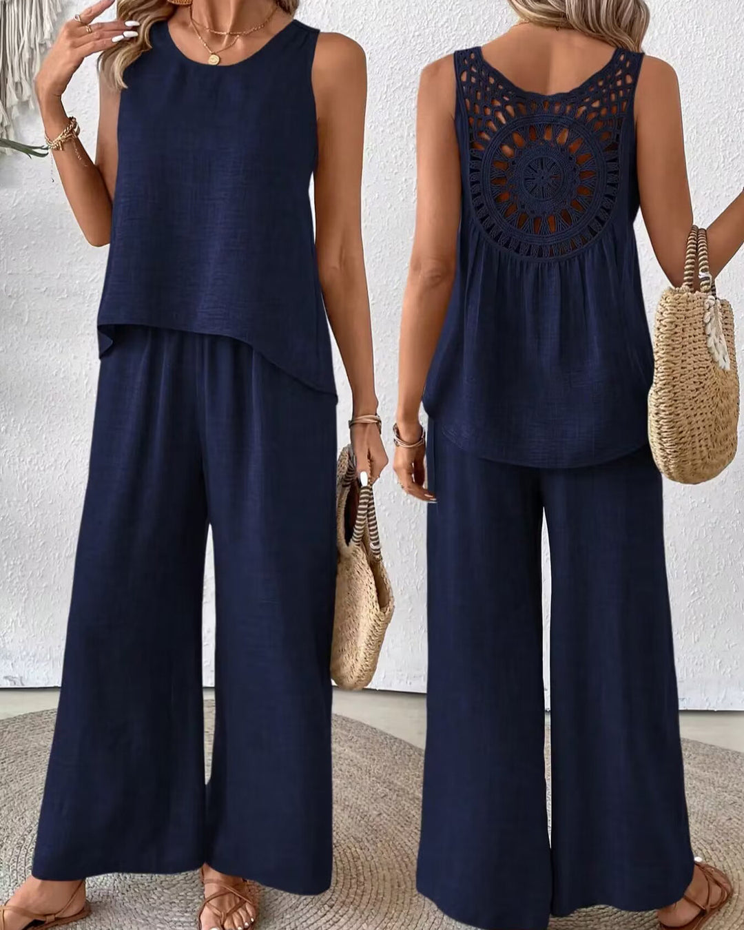 Dame luftig jumpsuit med bred ben og raffineret snit Stilla