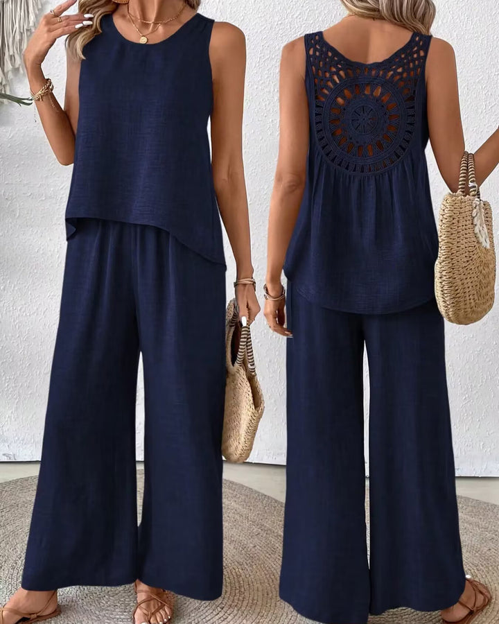 Dame luftig jumpsuit med bred ben og raffineret snit Stilla