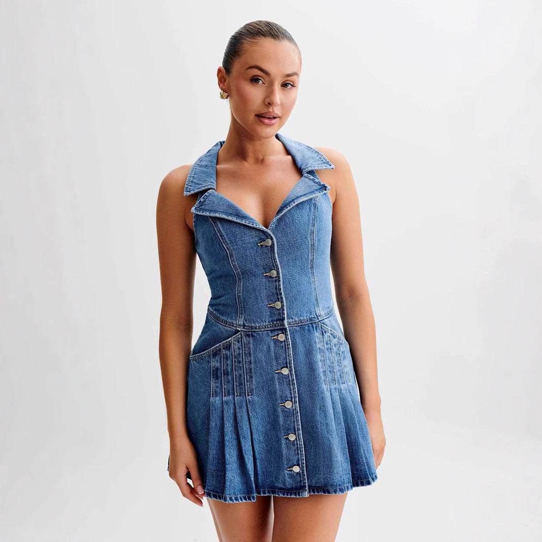Dame jeans-kjole i moderne snit Stilla