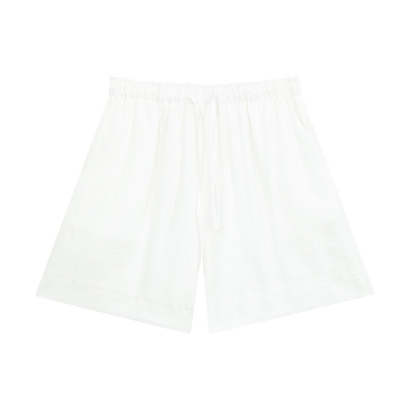 Damer afslappet linned shorts med elastisk talje og praktiske sidelommer Stilla