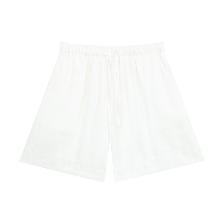 Damer afslappet linned shorts med elastisk talje og praktiske sidelommer Stilla