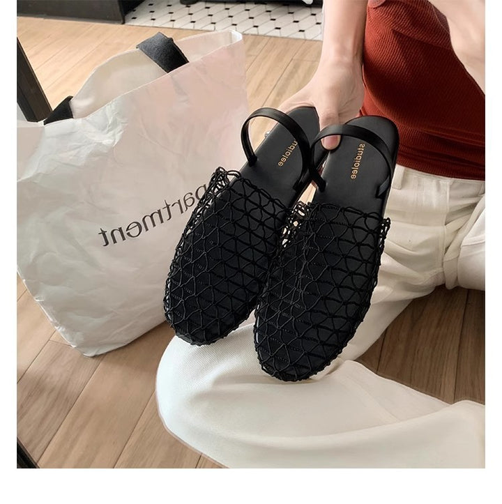 Dame sling sandaler med sløjfedetalje, netdesign og åben tå Stilla