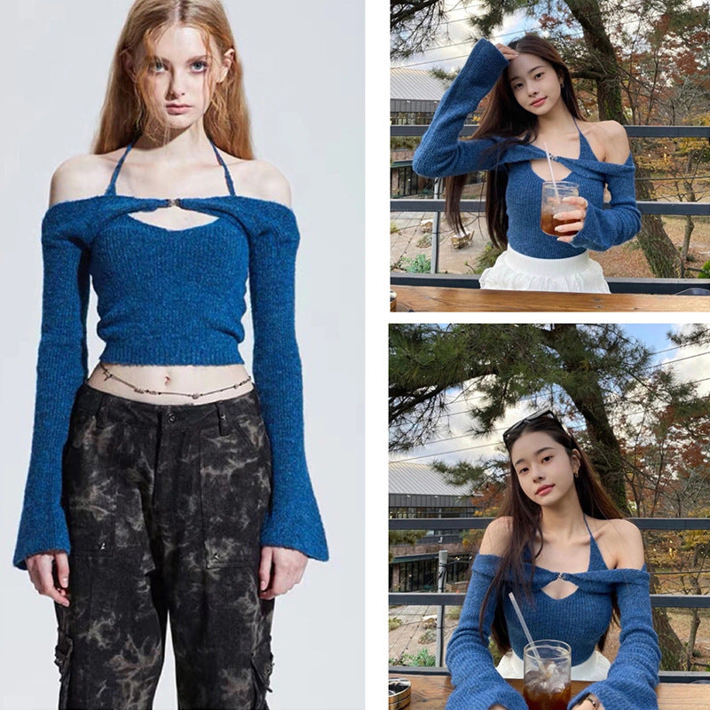 Dame Off-Shoulder Pullover i moderne strikdesign Stilla