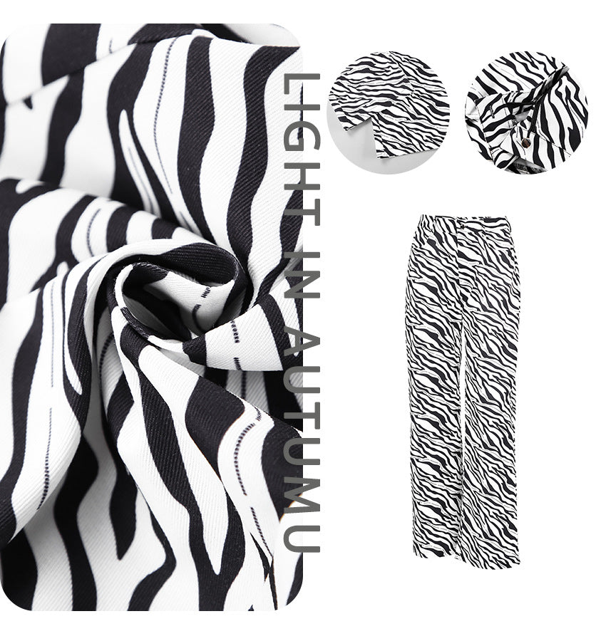 Dame vidde Zebra-Print Palazzo-Bukser Stilla