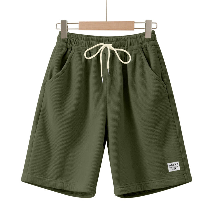 Herre nan knælange Lounge-shorts i ribbet struktur jersey med elastisk snor i taljen og påsyede lommer Skovae