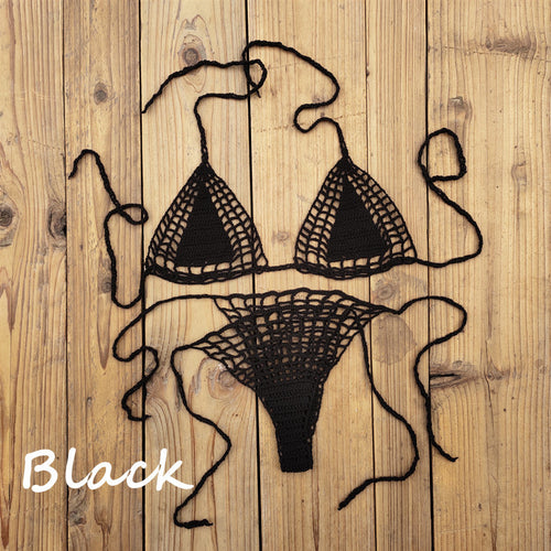 Dame Håndcrochet Bikini-sæt med unikt design og bindedetaljer Stilla