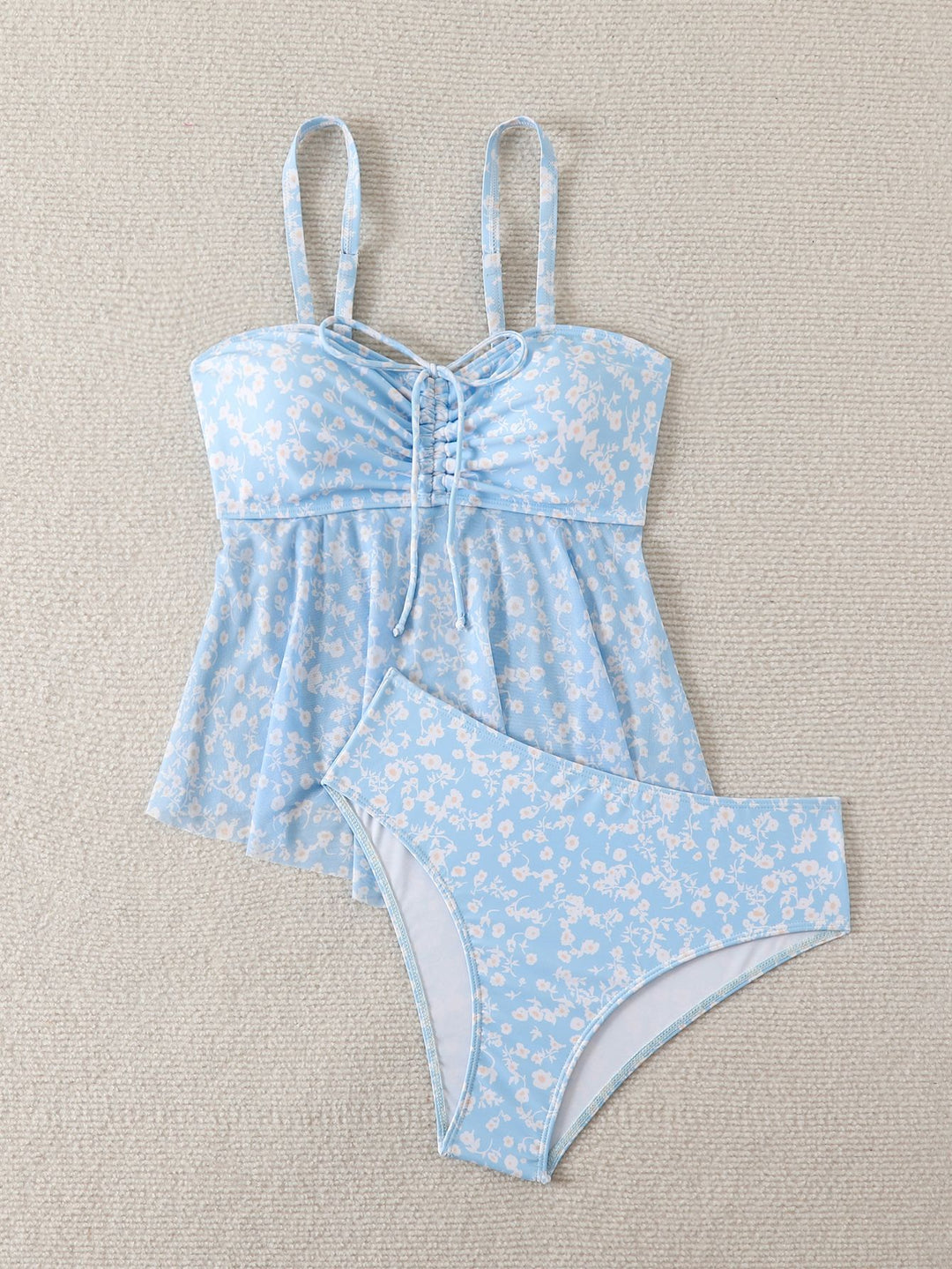 Dame let taljeret tankini med blomsterdesign Skovae
