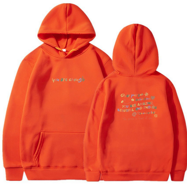 Kvinders hætte sweatshirt med motiverende print og komfortabel pasform Skovae