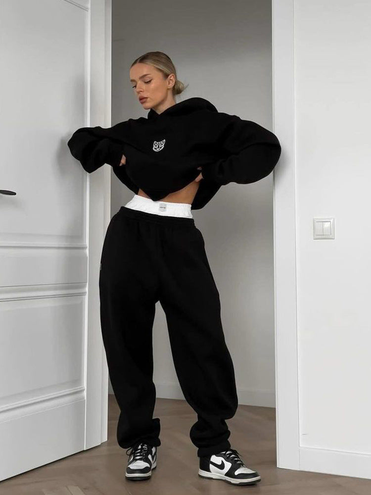 Dame Oversized Hoodie med Casual Joggingbukser Sæt Skovae