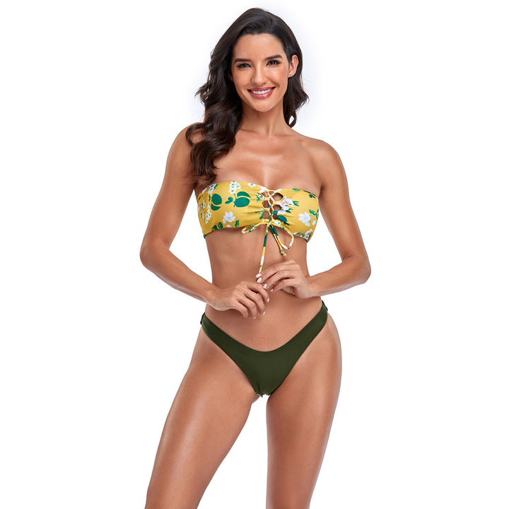 Dame Schnür-Bandeau-Bikini-Sæt Stilla