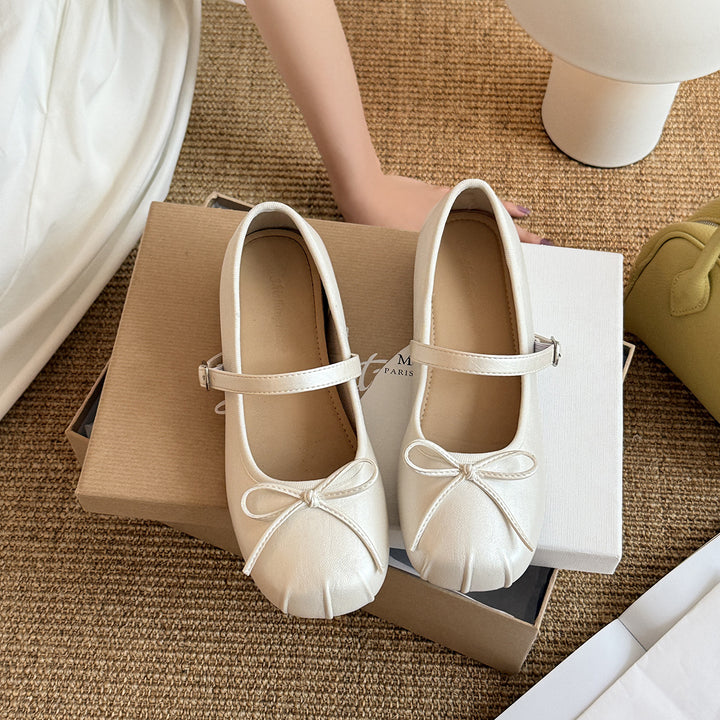 Femme Elegante Sløjfe-Detalje Mary Jane Ballerinas Stilla