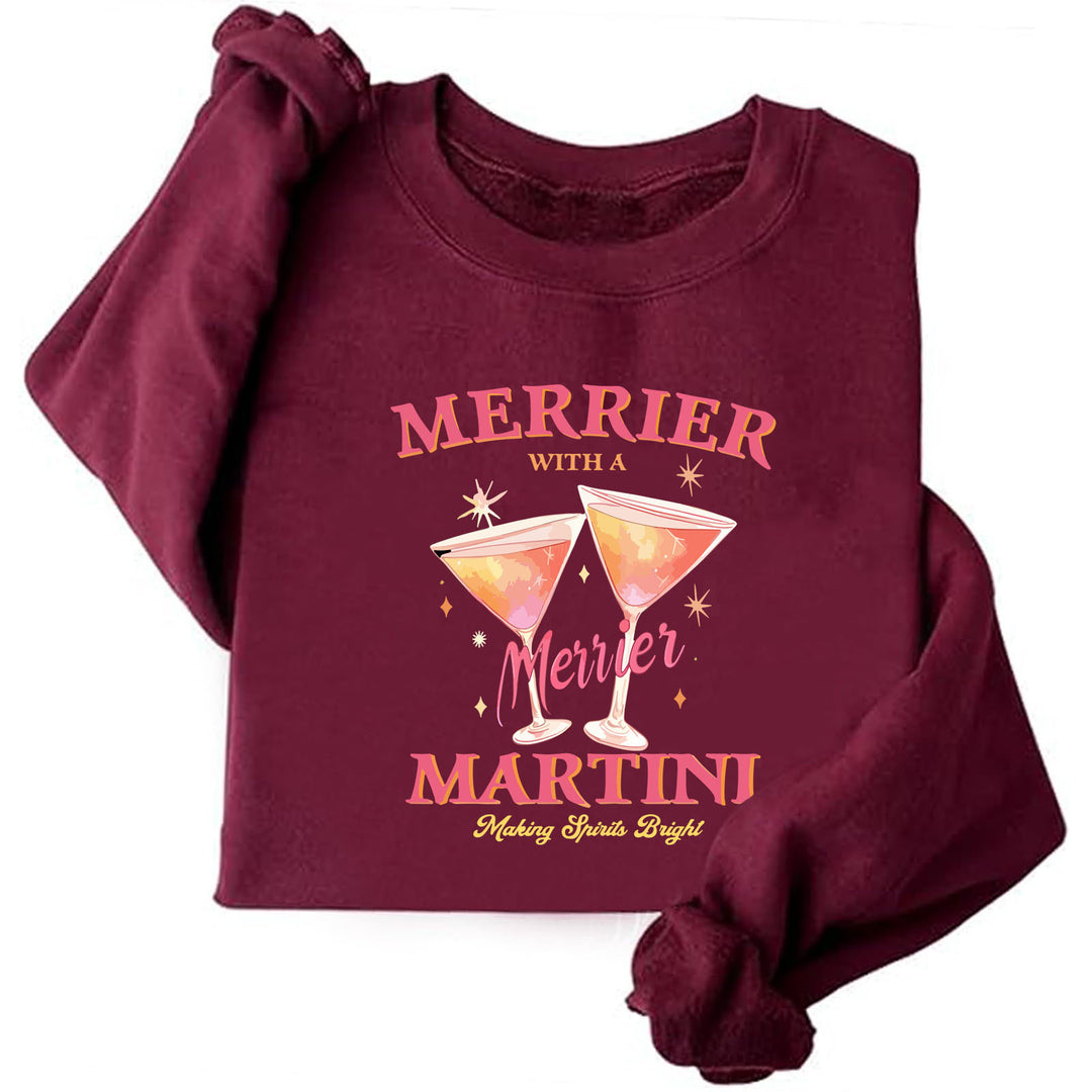 Kvinders sweatshirt med kreativ cocktailmotiv og afslappet snit Stilla