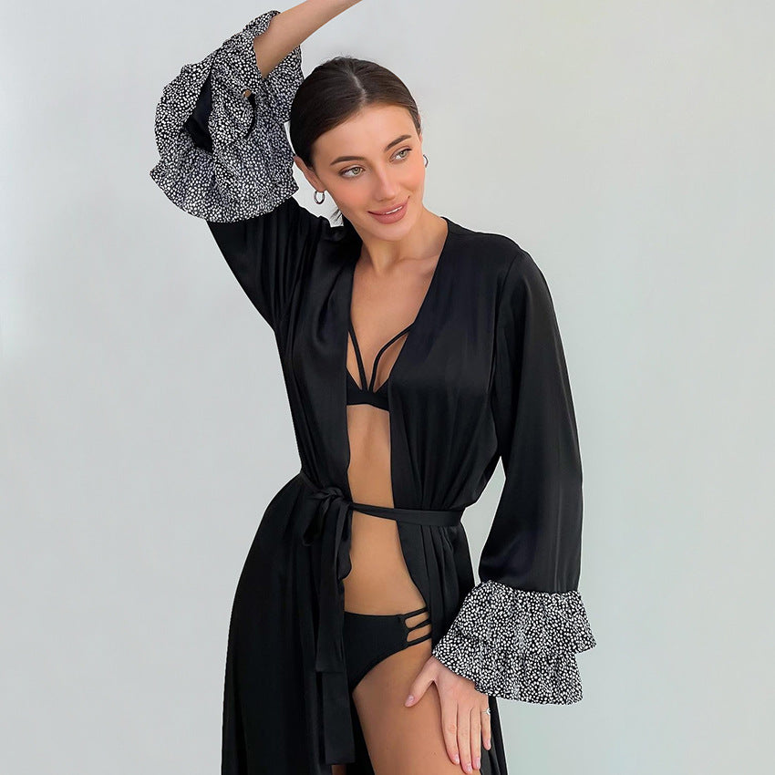 Dame Kimono-robe med elegante flæser Stilla