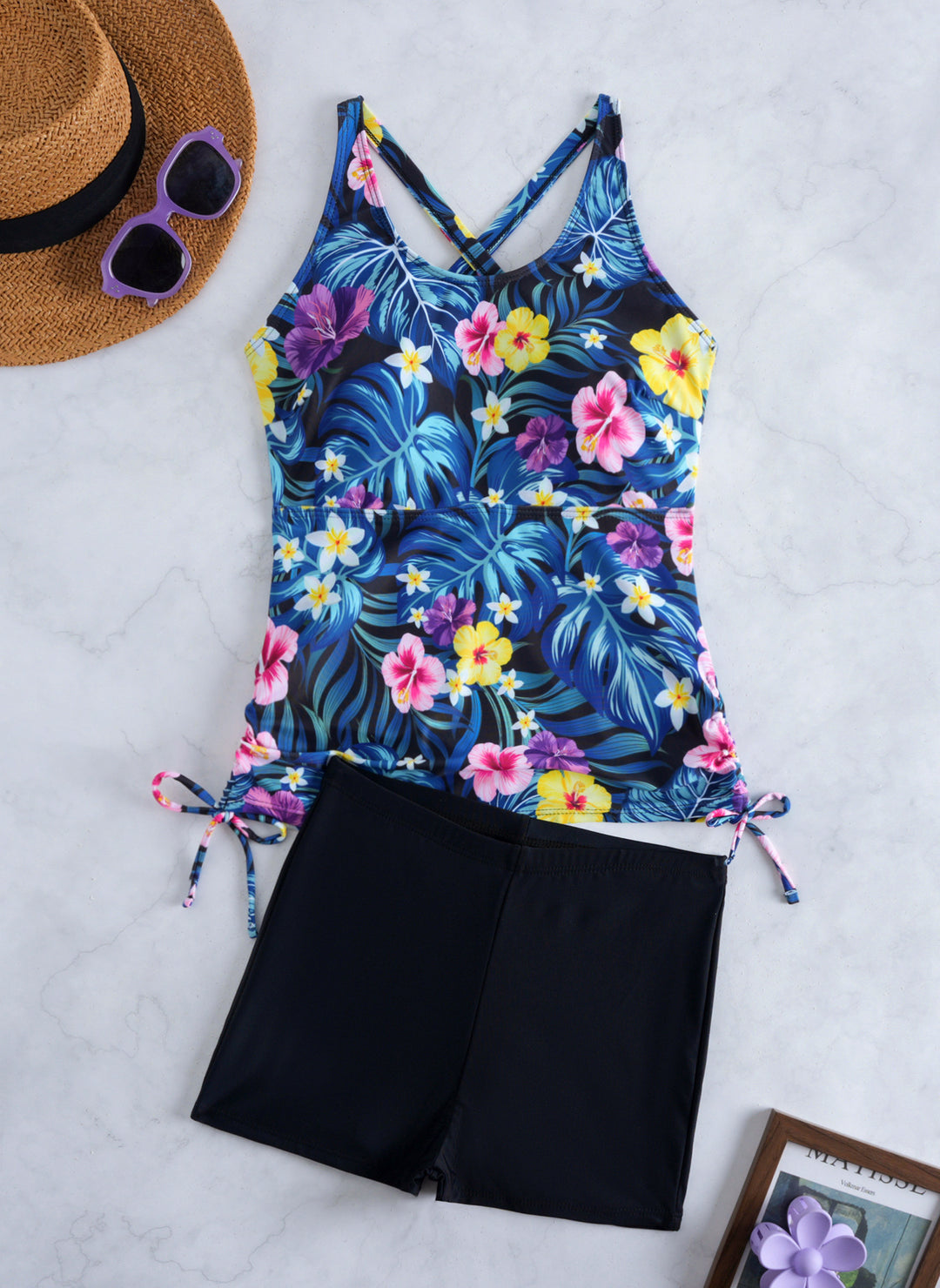 Dame Tankini-sæt med moderigtige blomsterdesign og komfortable shorts Skovae