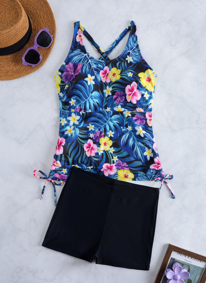 Dame Tankini-sæt med moderigtige blomsterdesign og komfortable shorts Skovae
