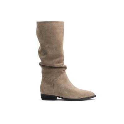 Dame høje støvler i blødt ruskind med moderne slip-on design Stilla