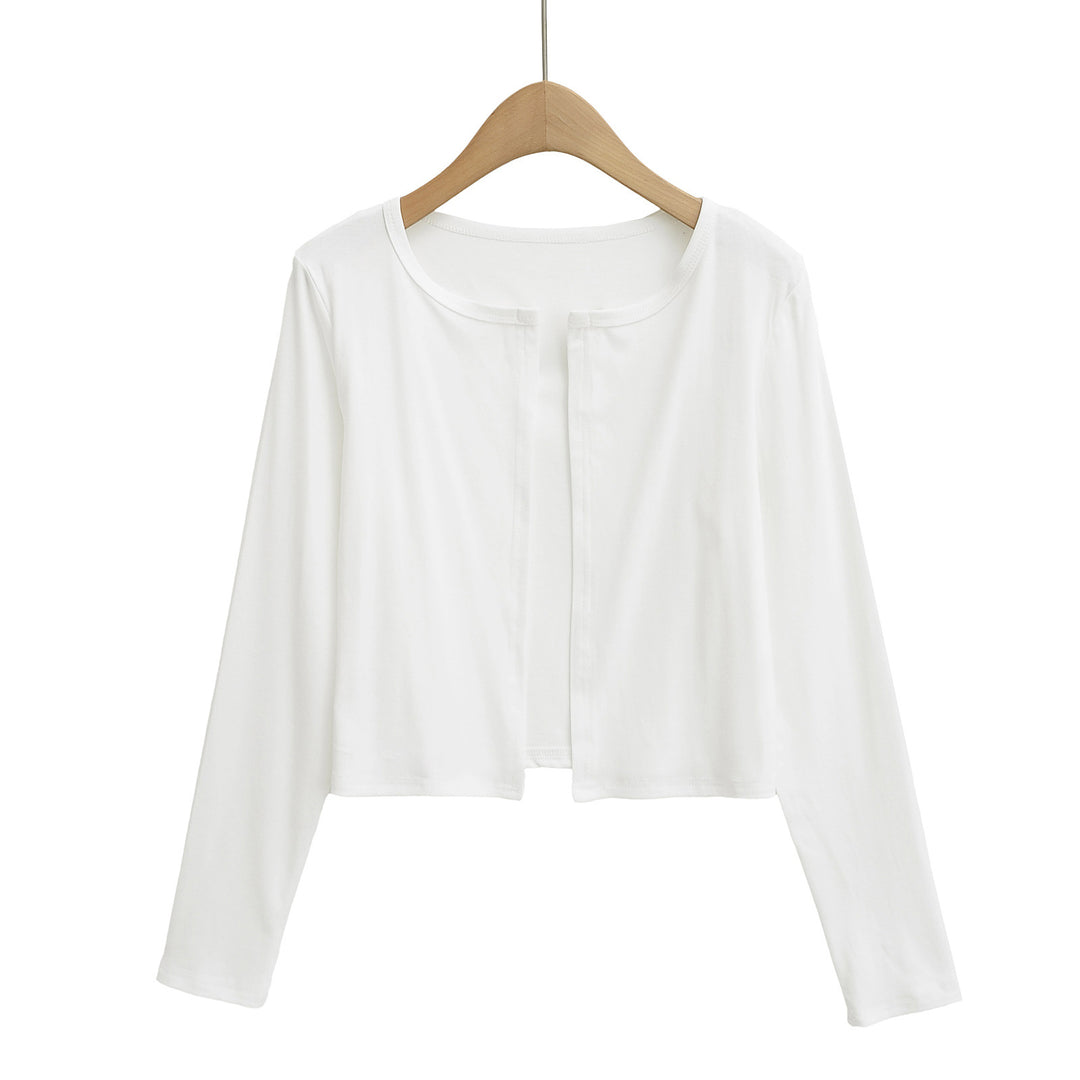 Dames afslappet longsleeve-jakke lavet af blødt svedmateriale med elegant rund halsudskæring Stilla