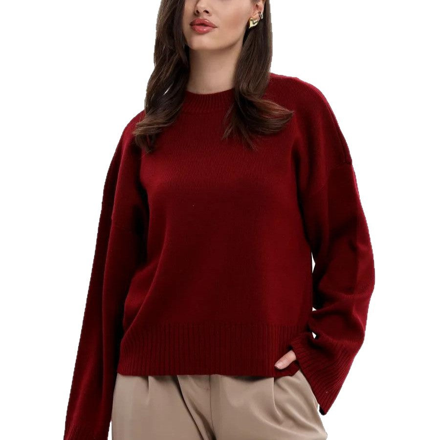 Dame Cozy Sweater med Løs Pasform og Struktureret Strikket Mønster Stilla