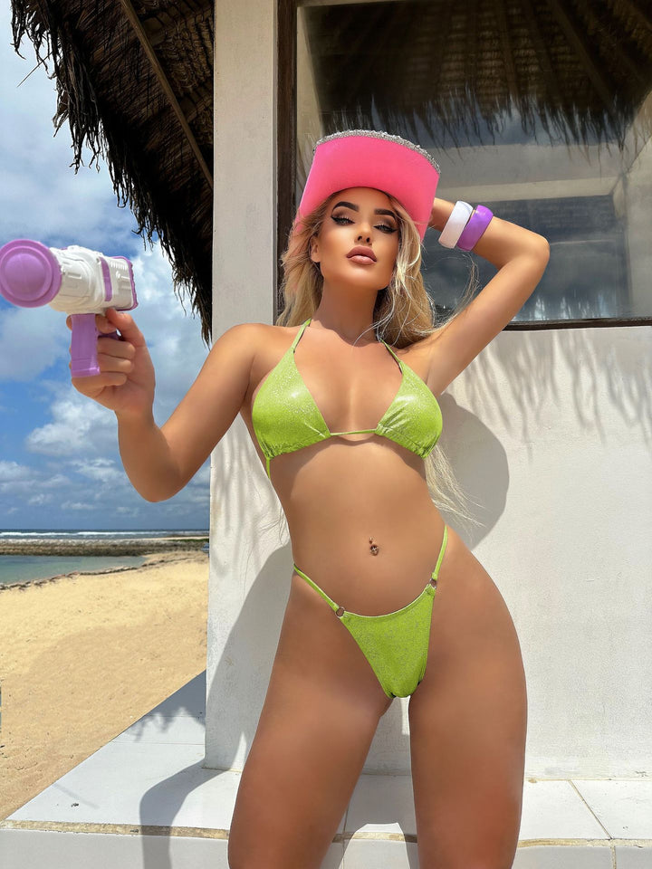 Dame Micro-Bikini-Sæt med glitrende detaljer og justerbare stropper Stilla