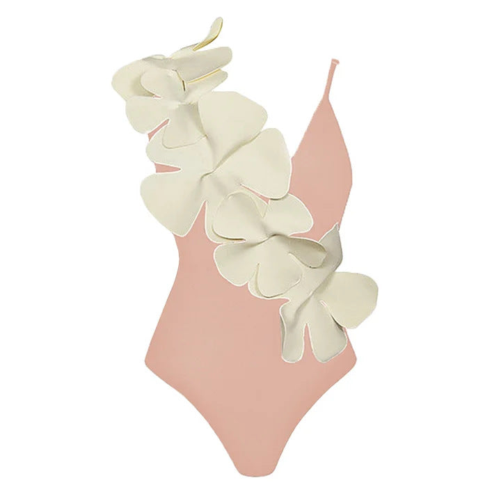 Dame badedragt med kunstneriske 3D blomsterapplikationer Skovae